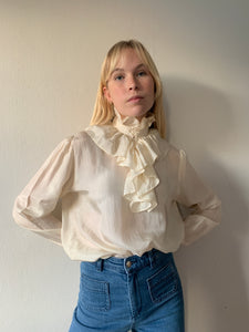 Vintage silk 70's BIBA ruffle blouse