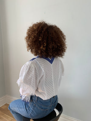 Vintage 1980s cotton embroidery blouse