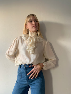 Vintage silk 70's BIBA ruffle blouse