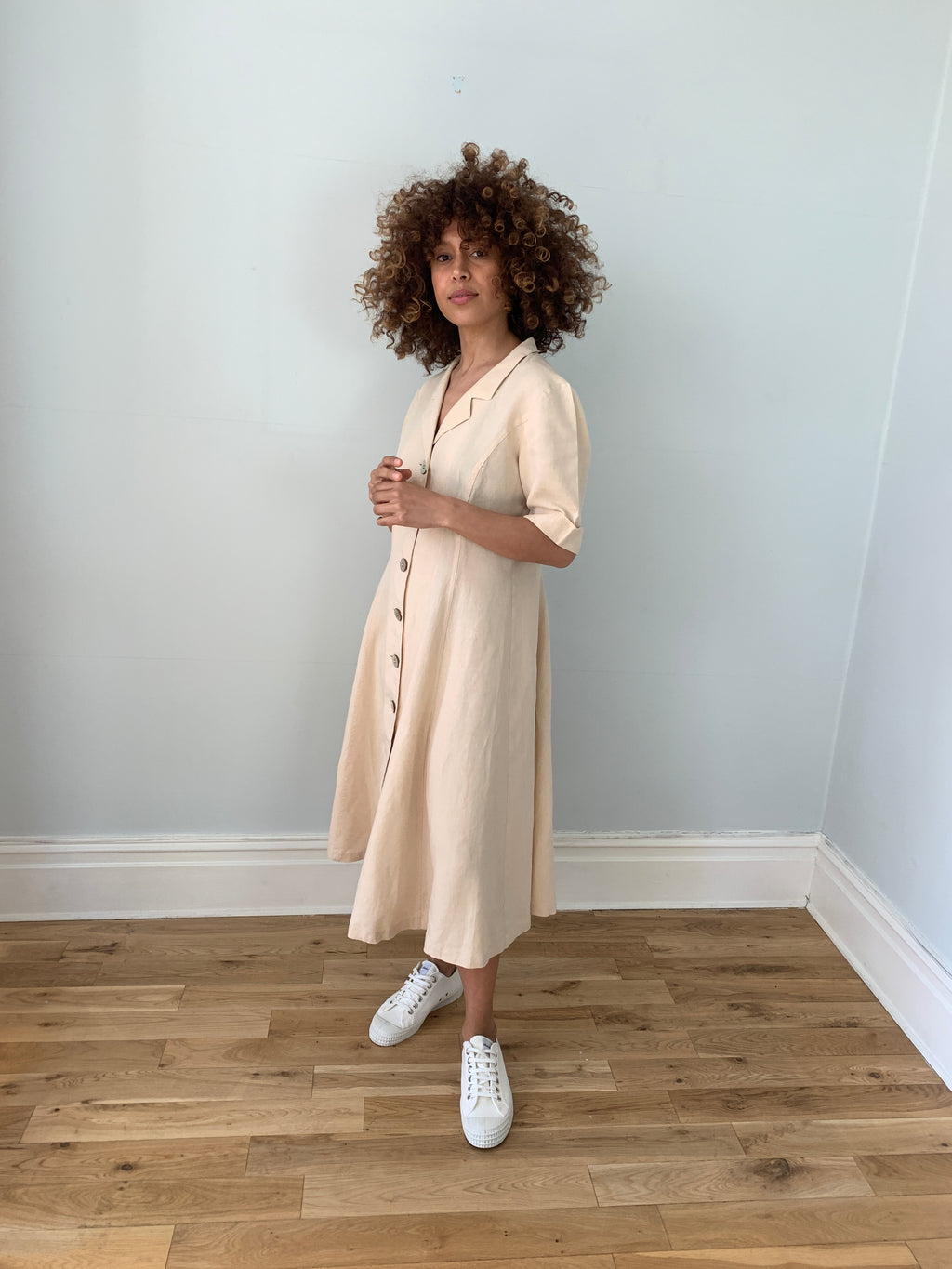 Vintage 1990s Maxmara linen shirt dress