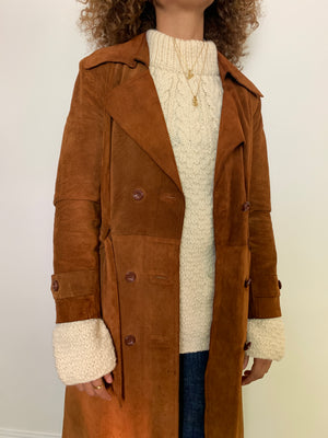 Vintage 1970s suede trench coat