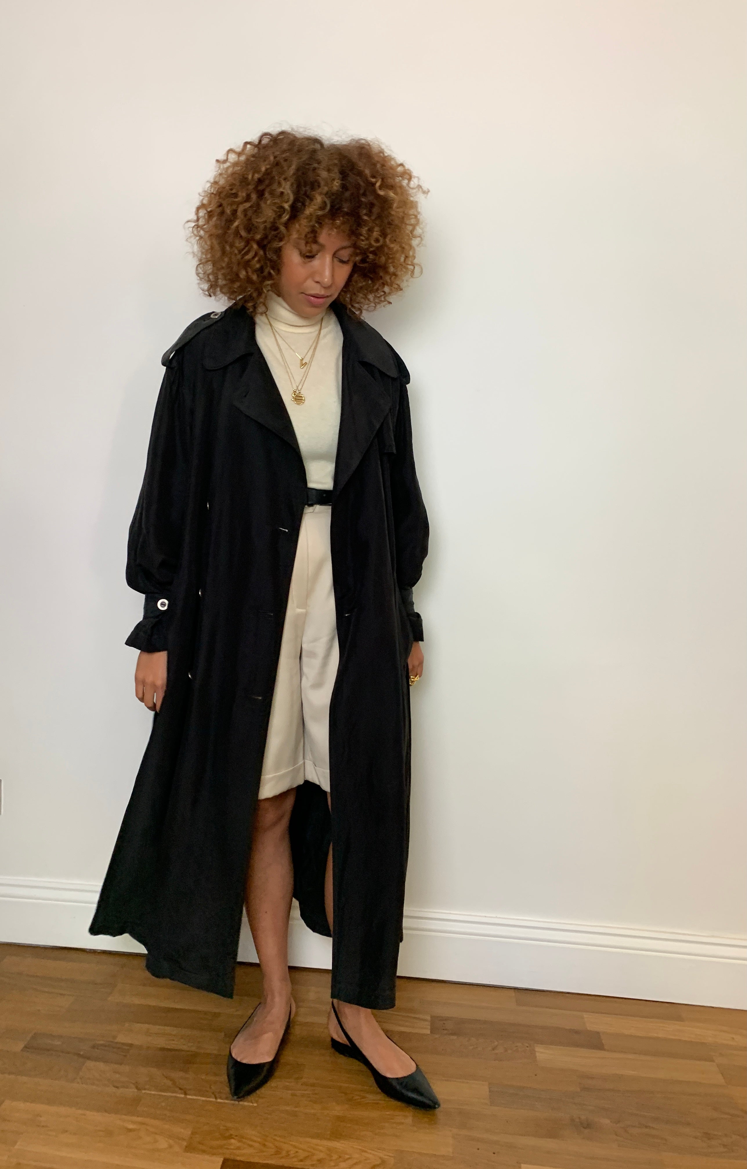 1990s minimal silk trench coat