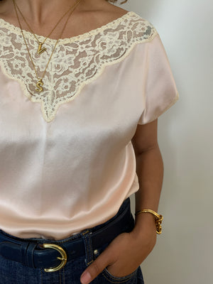 Christian Dior silk top with lace