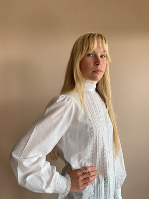 Laura Ashley cotton & lace blouse