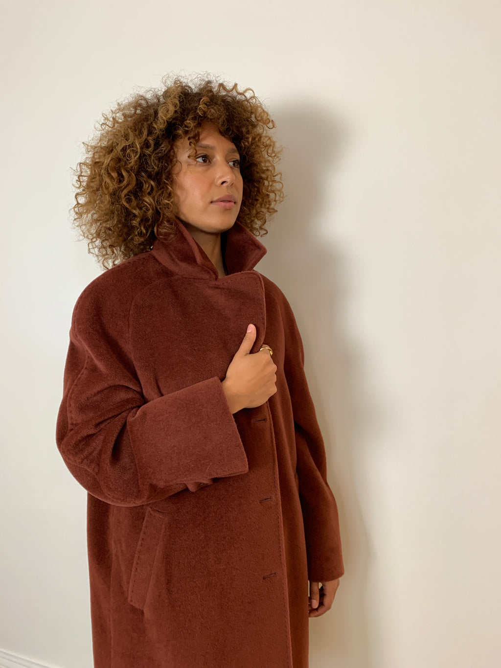 Cocoon vintage coat in rust