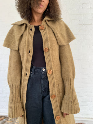 Vintage midi length wool cape cardigan