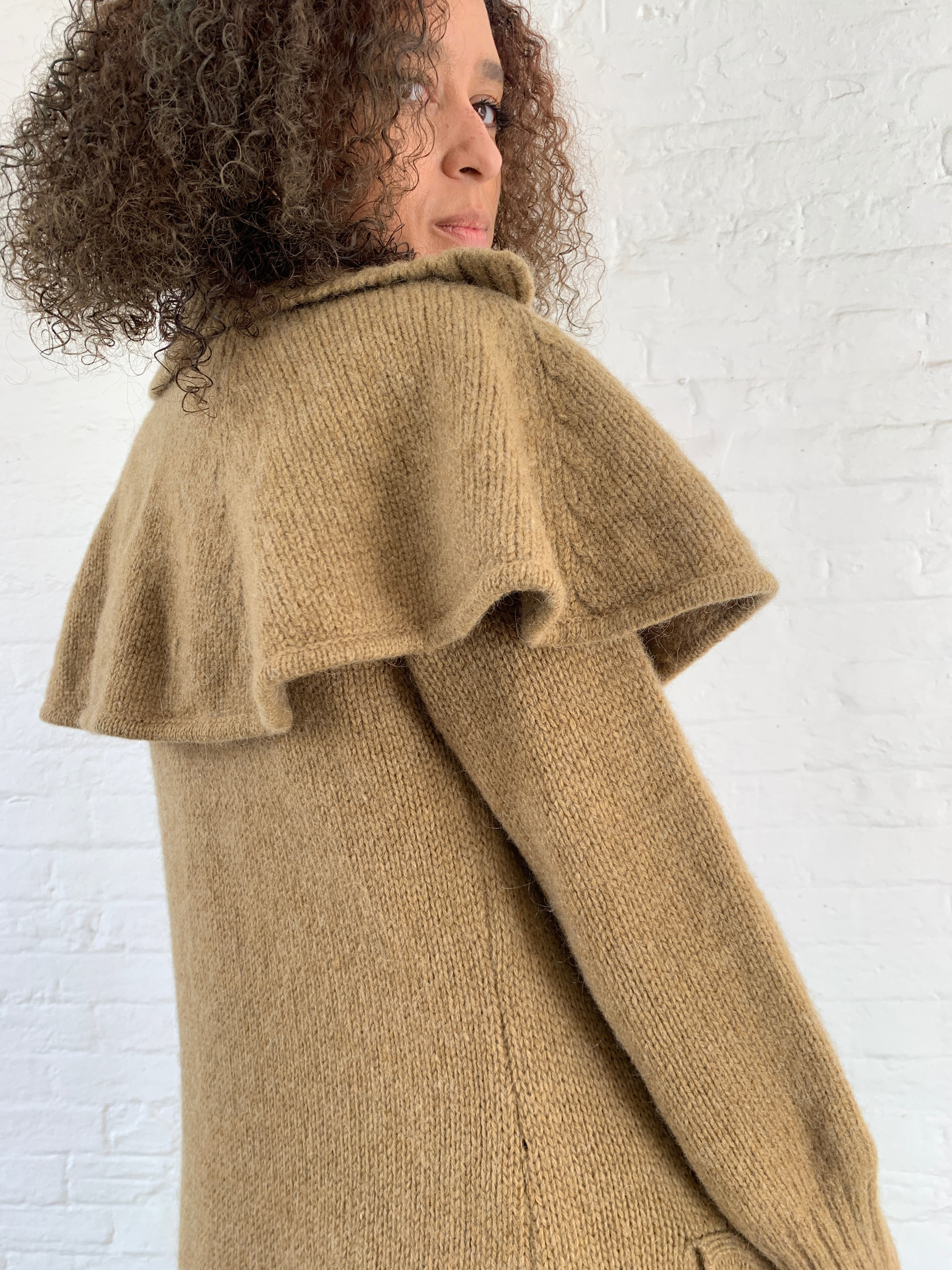 Vintage midi length wool cape cardigan