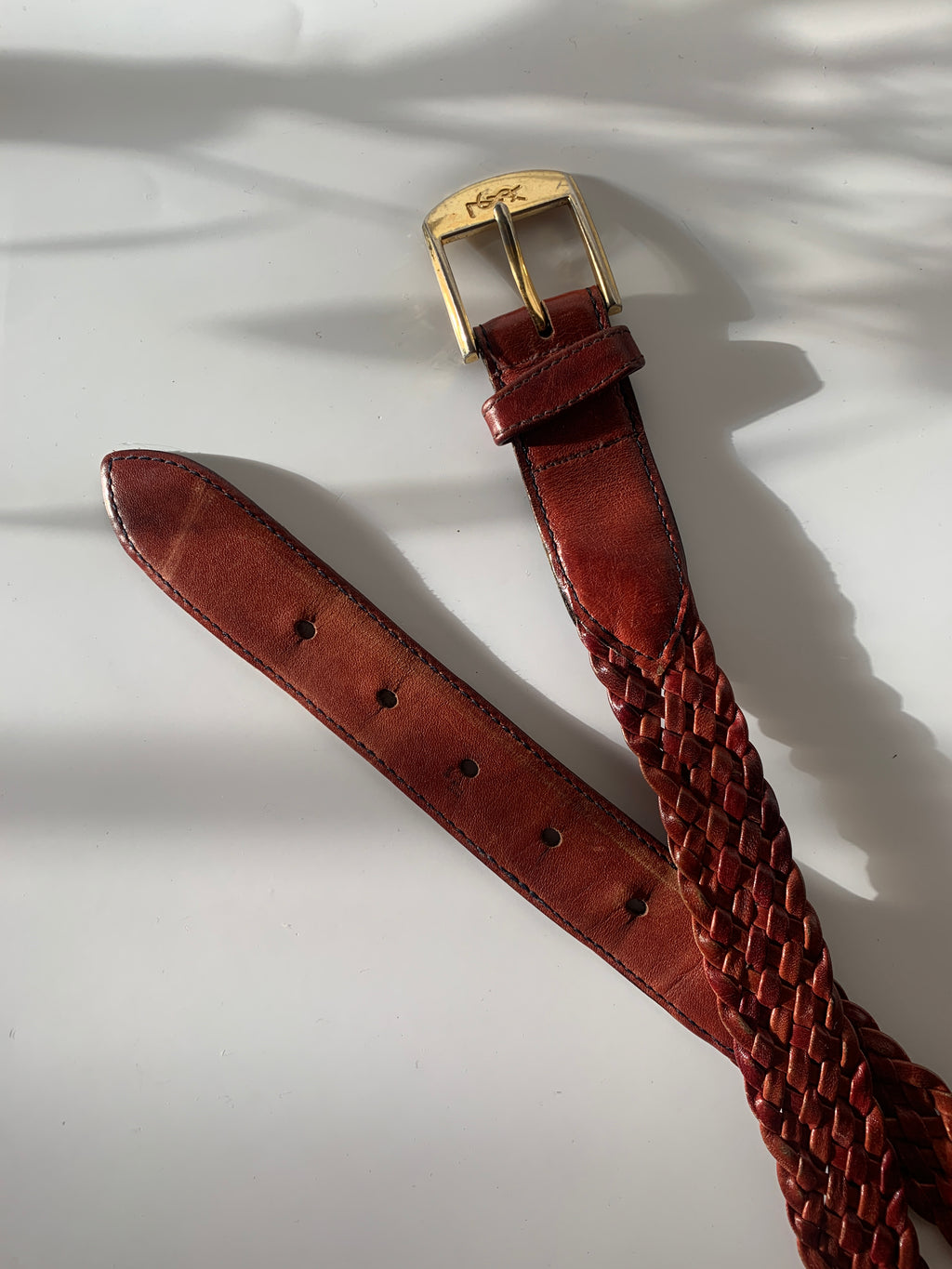 Vintage YSL leather plaited belt