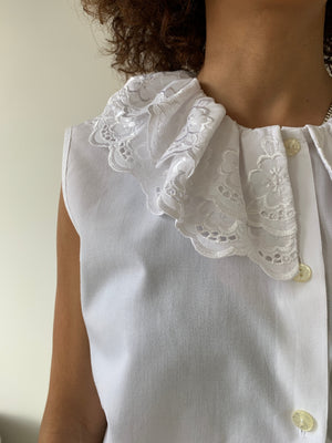 Vintage double frill ruffle collar blouse