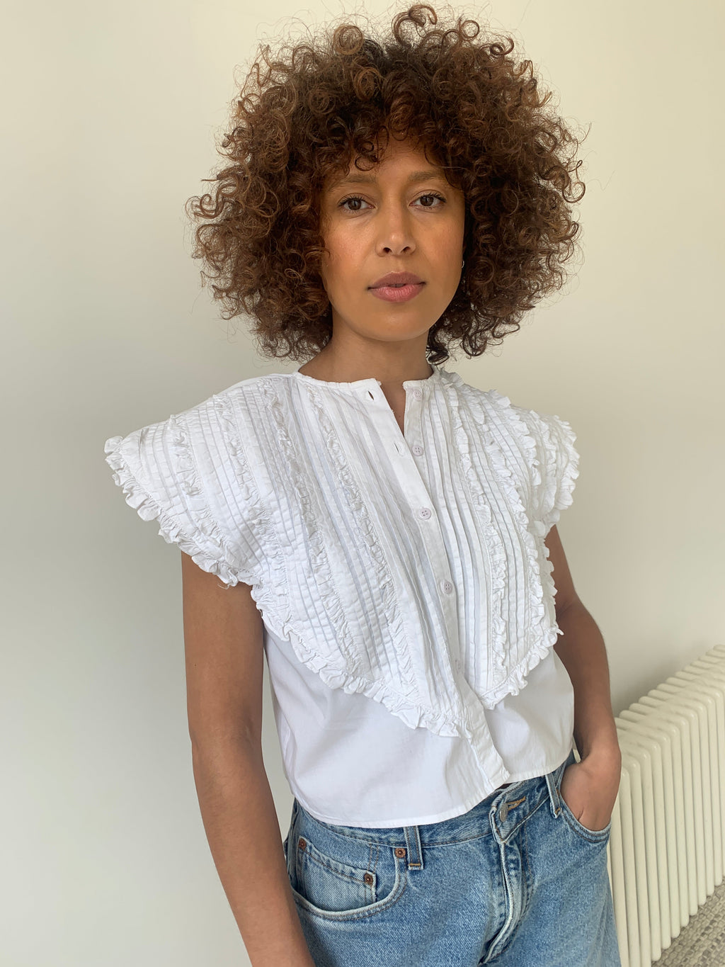 Vintage cotton frill blouse
