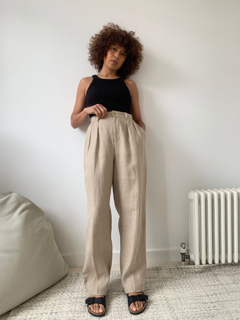 Vintage CK Calvin Klein linen pleat front trousers