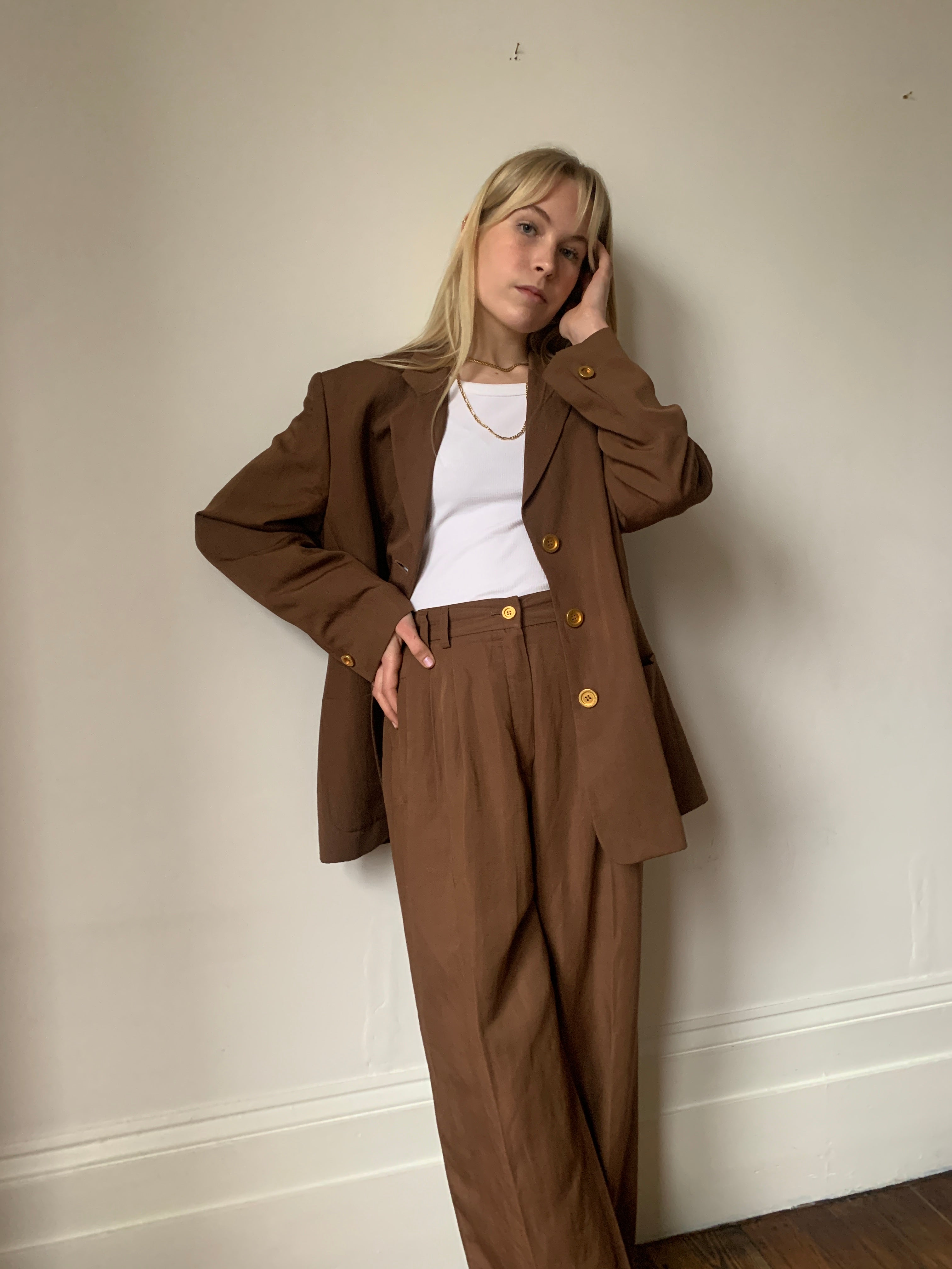 Vintage 90s Laurel linen & silk trouser suit
