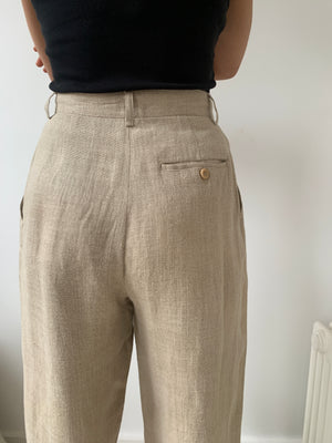 Vintage CK Calvin Klein linen pleat front trousers