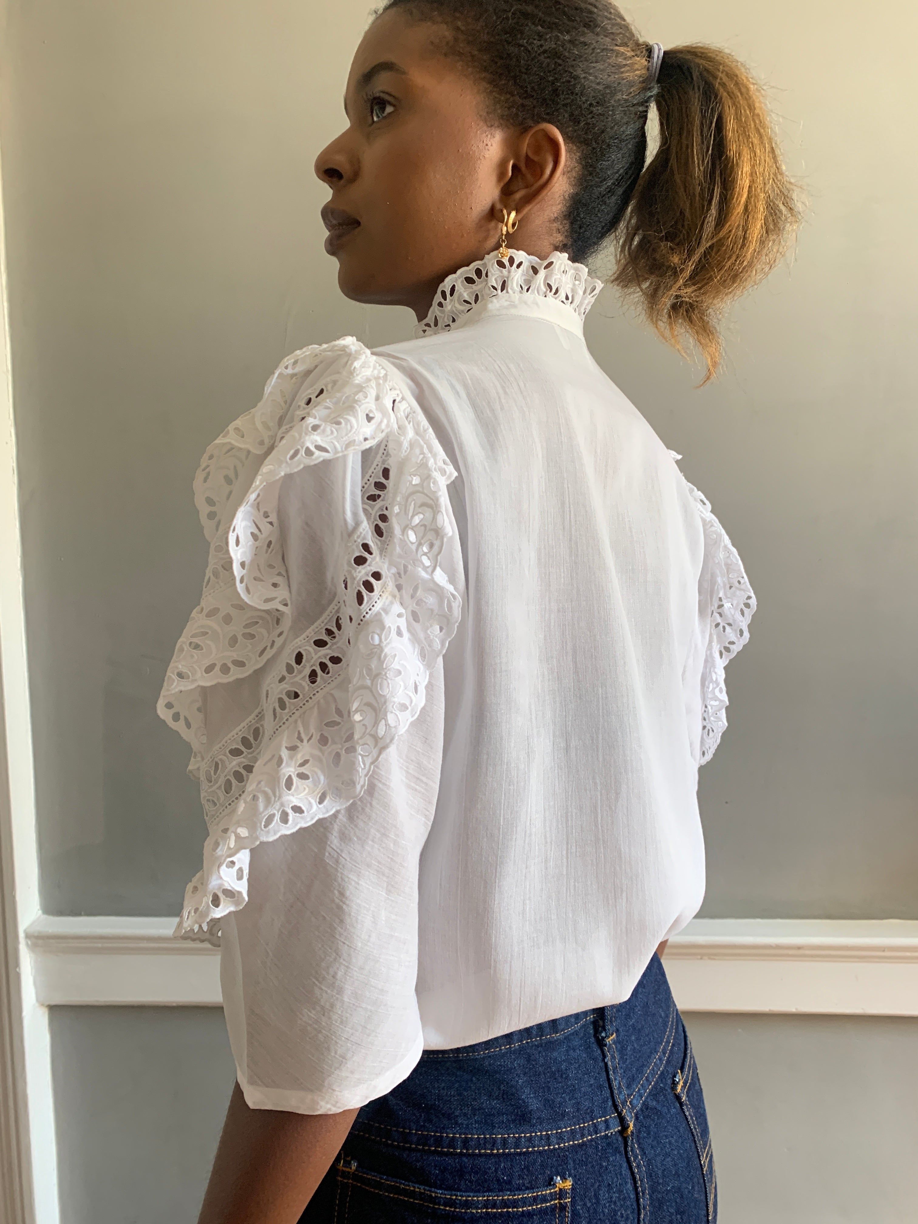 Desi vintage cotton broderie blouse