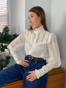 Vintage Laura Ashley Edwardian cotton lace blouse