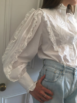 Statement vintage cotton blouse