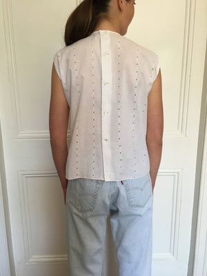 Vintage cotton broderie shell top / blouse