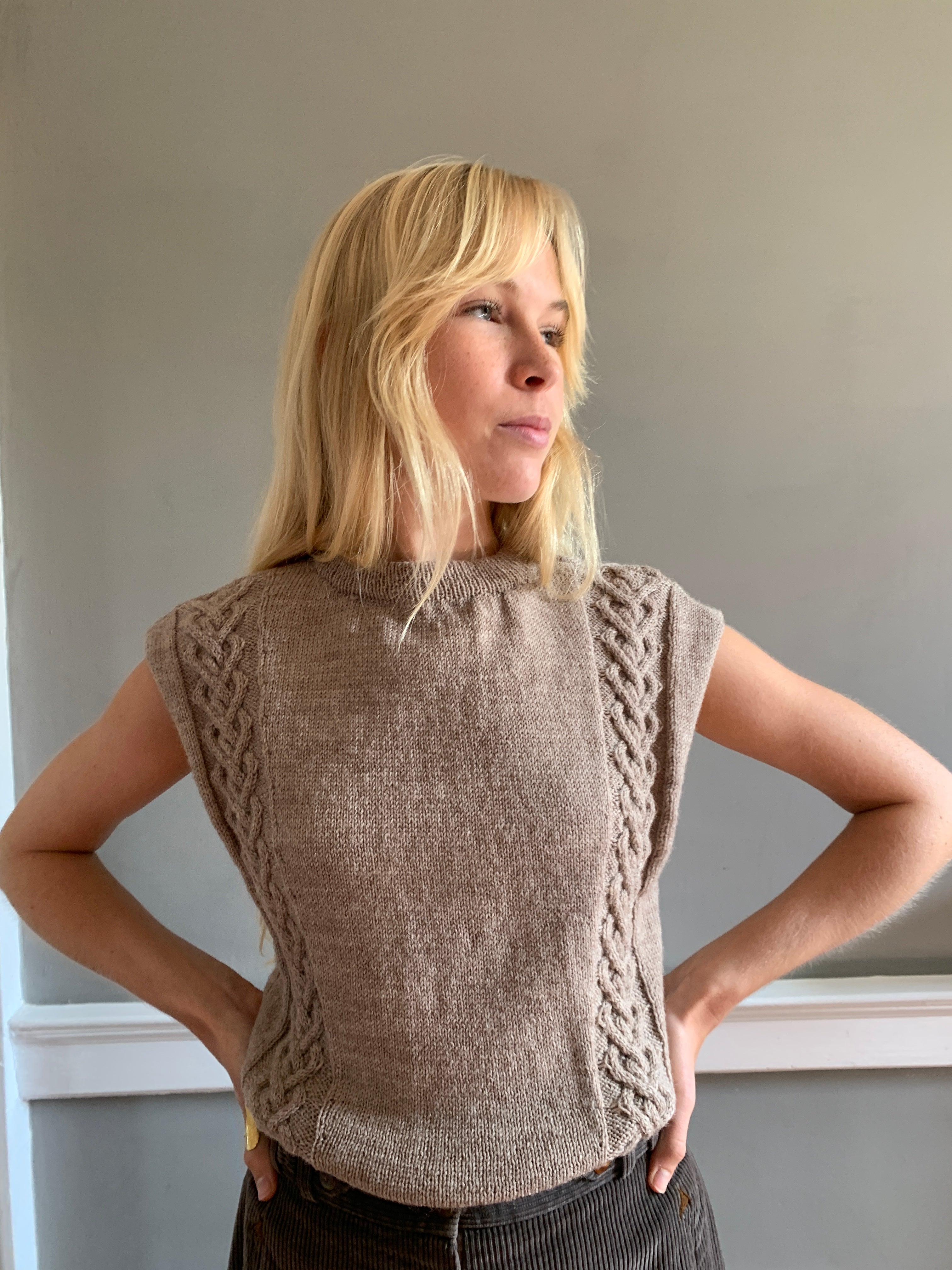 Vintage hand knitted cable tank top