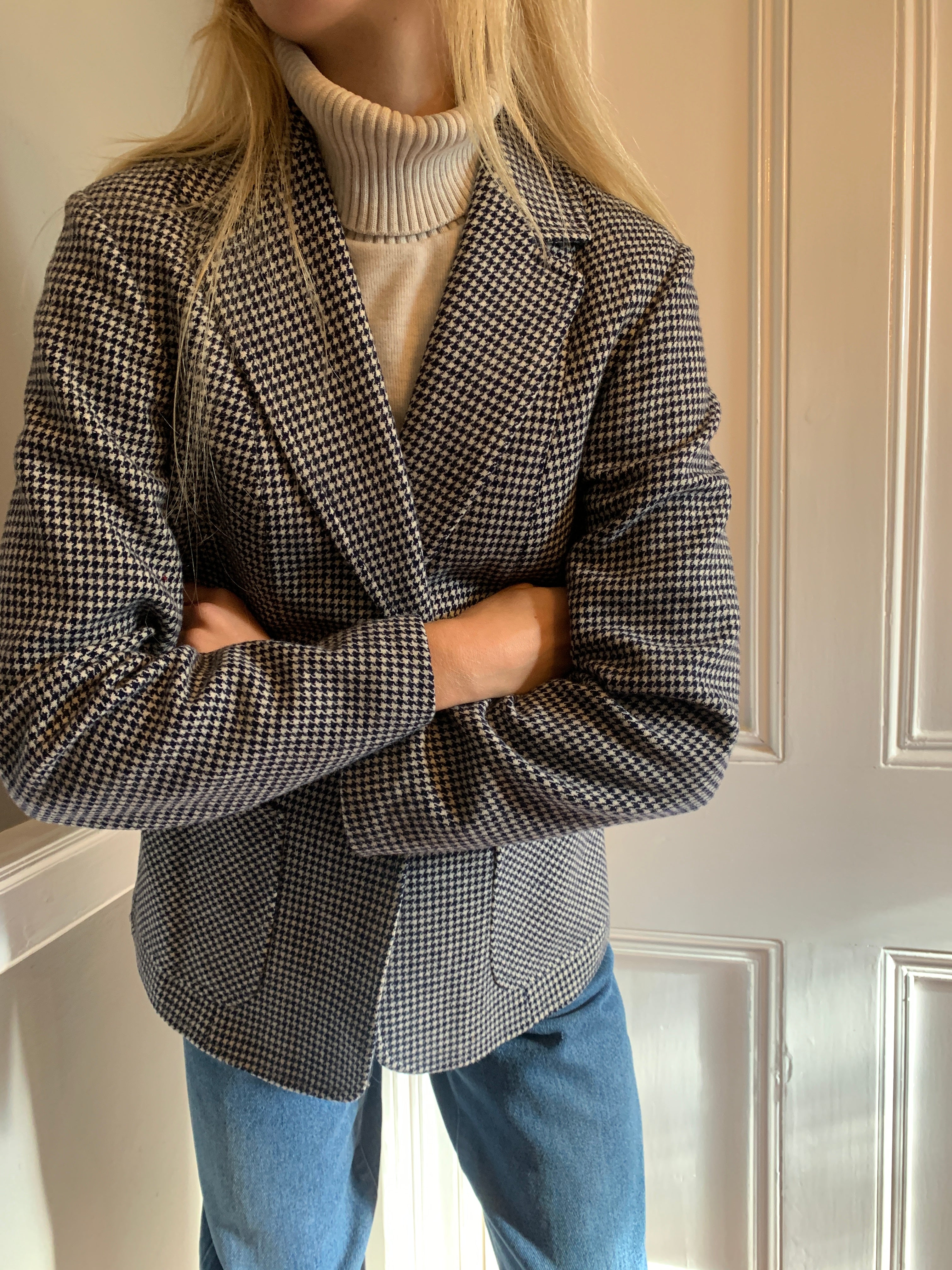Vintage dog tooth checked wool jacket