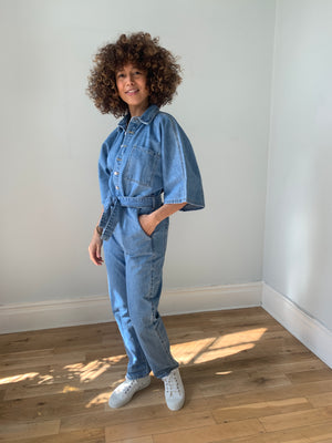 Super cool 1990's denim boiler suit with wide sleeves