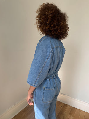 Super cool 1990's denim boiler suit with wide sleeves