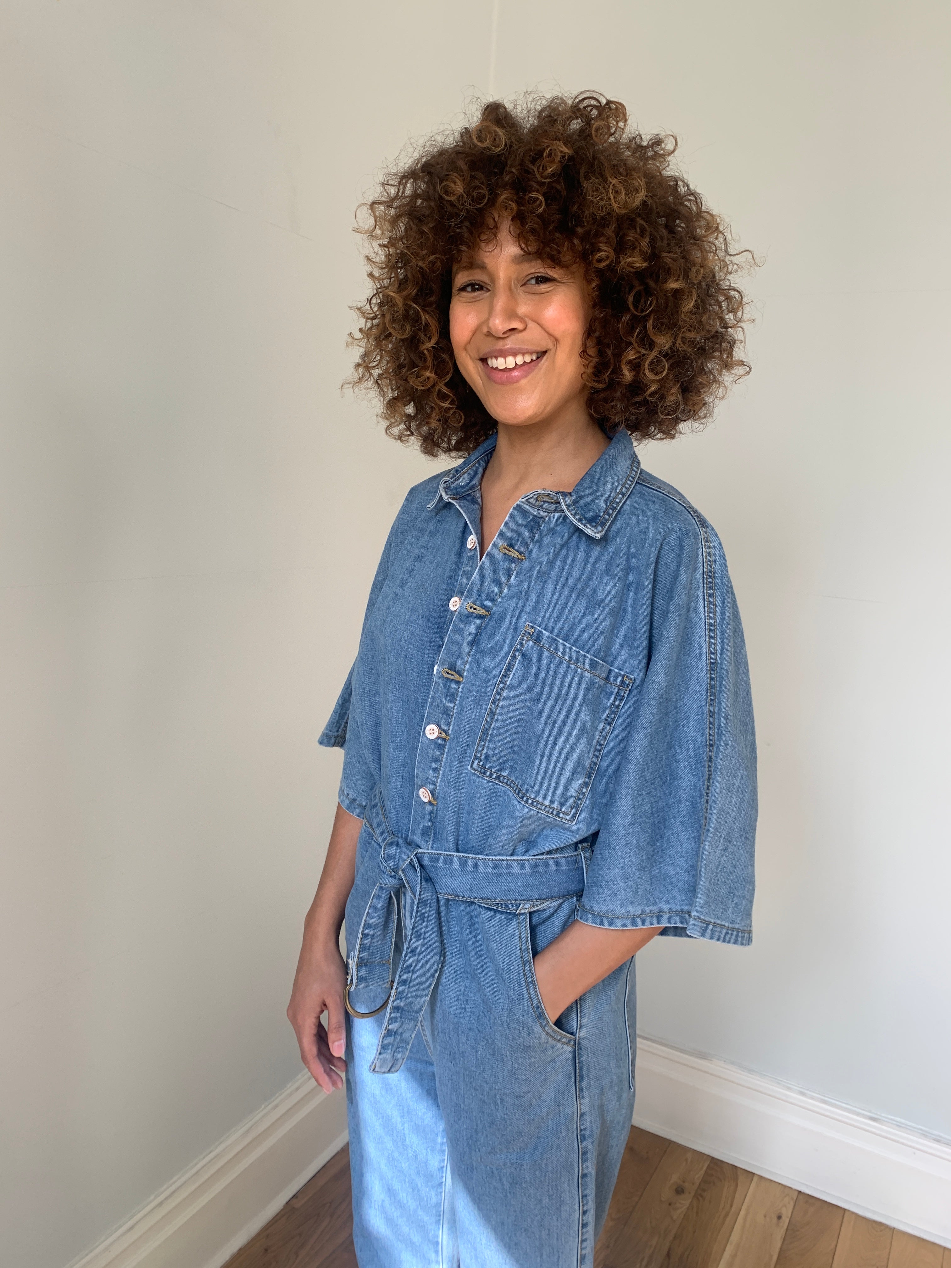 Super cool 1990's denim boiler suit with wide sleeves