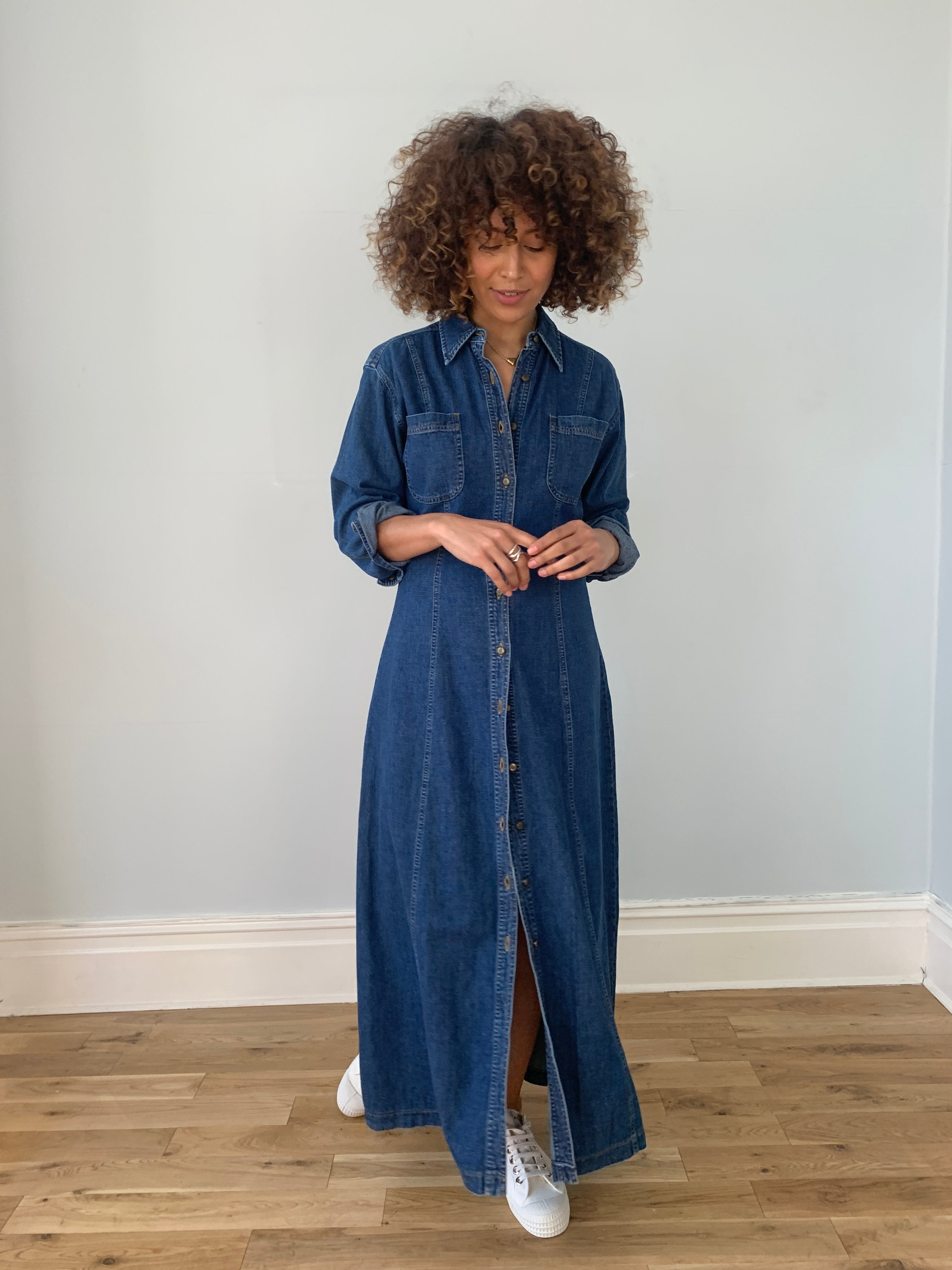 Laura Ashley vintage denim maxi shirt dress vintagesister.co.uk Laura Ashley vintage denim maxi shirt dress vintagesister.co.uk