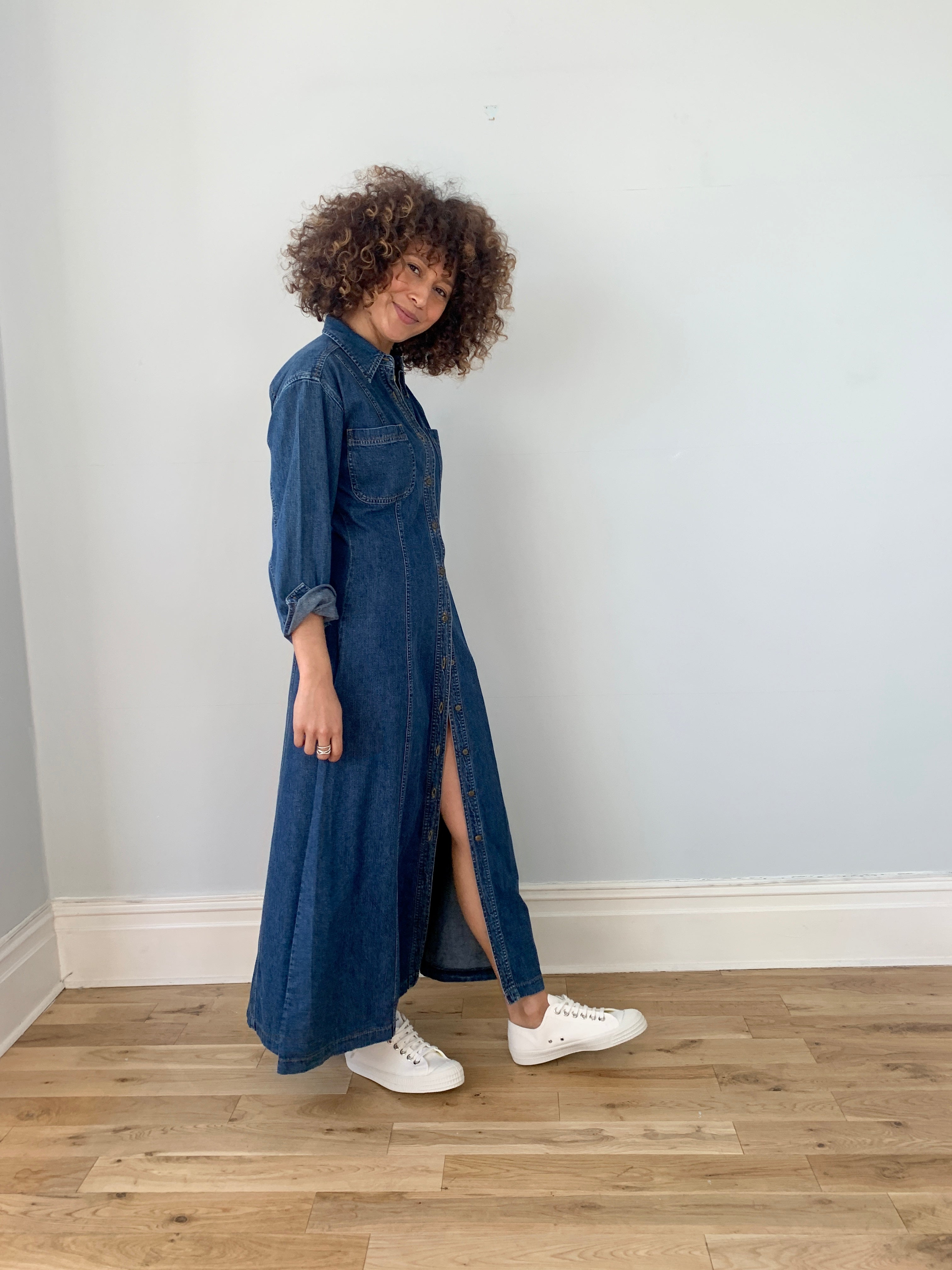 Laura Ashley vintage denim maxi shirt dress vintagesister.co.uk Laura Ashley vintage denim maxi shirt dress vintagesister.co.uk