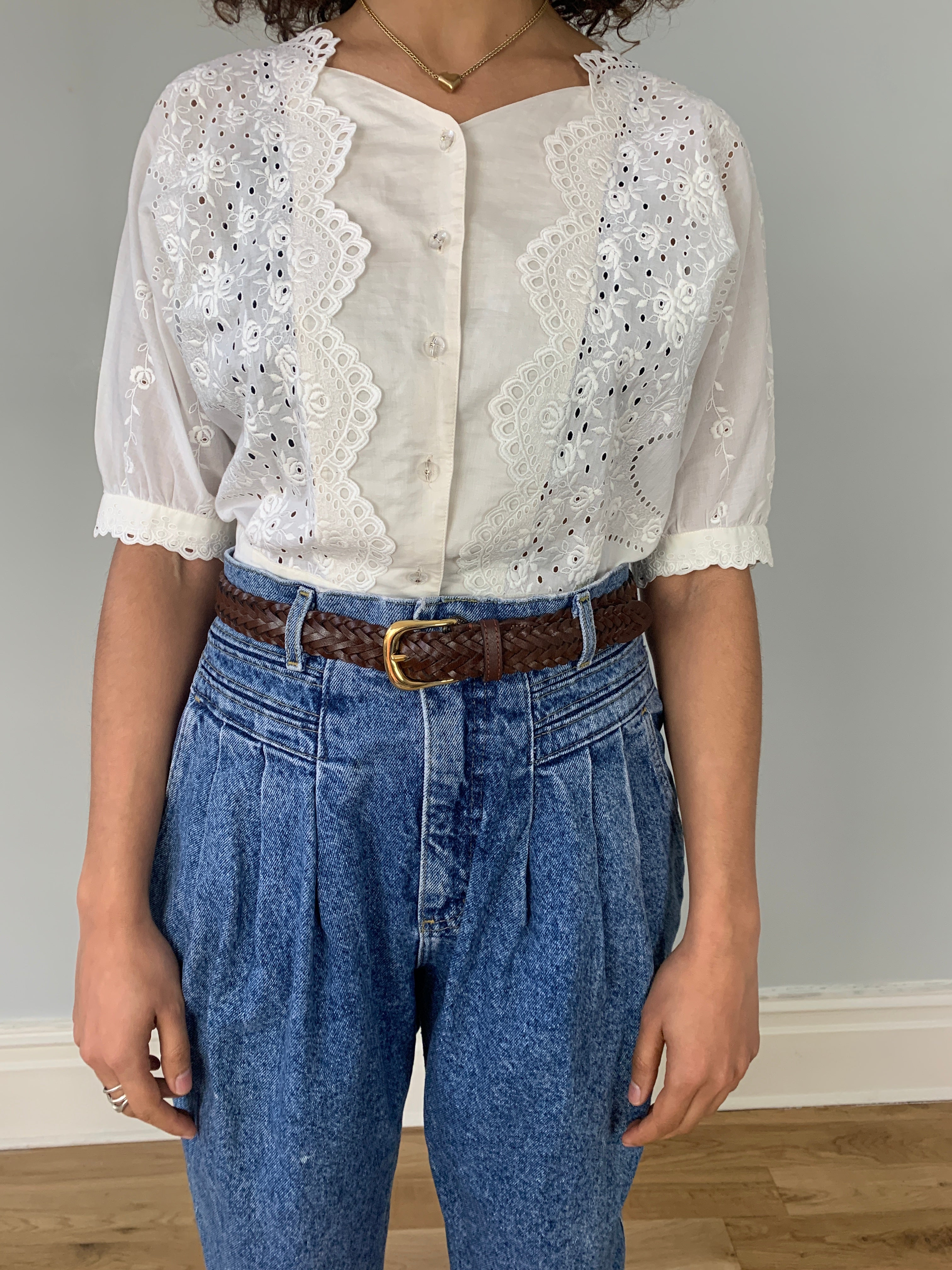 Vintage A-Doll pretty cotton embroidered blouse