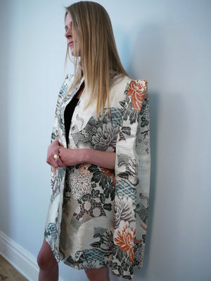 Chinese jacquard and print 1960s cape