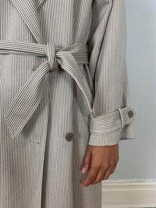 Christian Dior 1980's lightweight stripe wool mix trench coat