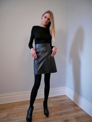 Chanel leather mini clearance skirt