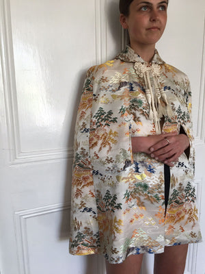 Vintage 1960s Chinese silk jacquard cape jacket