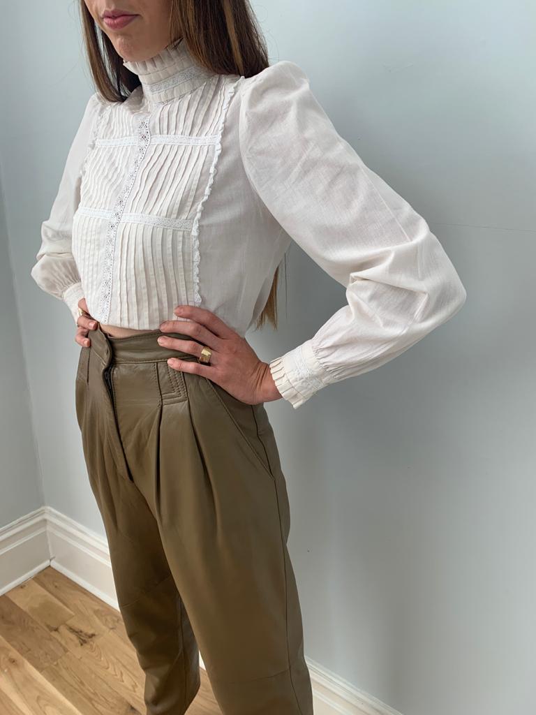 Cropped Laura Ashley 1970's cotton Edwardian style blouse