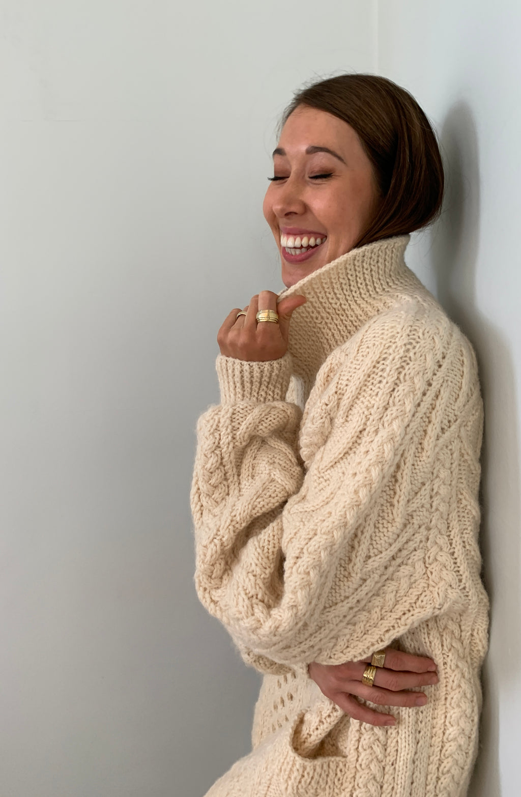 Vintage Gaeltarra hand-knit zip front Aran cardigan