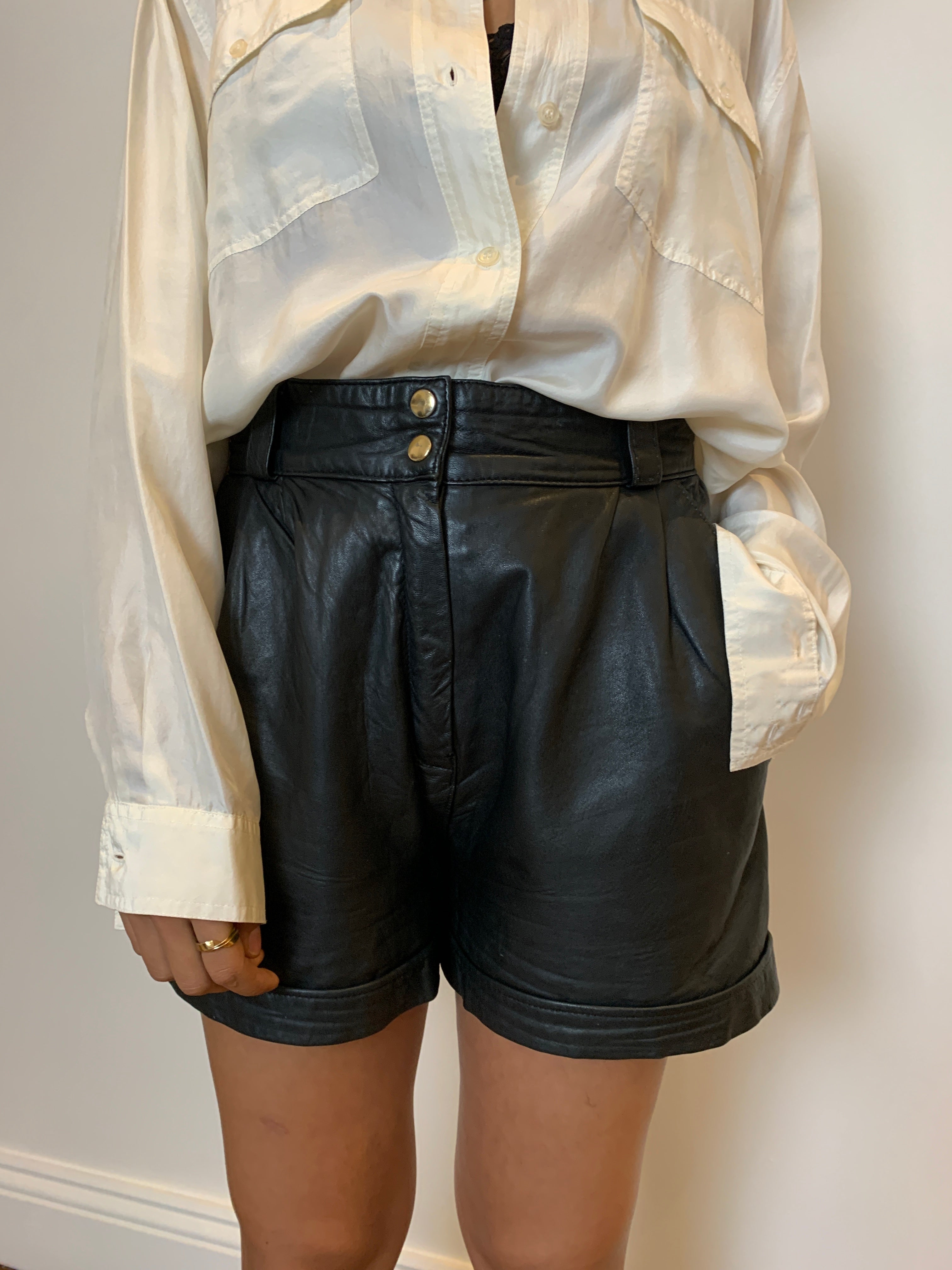 Vintage high waisted leather shorts