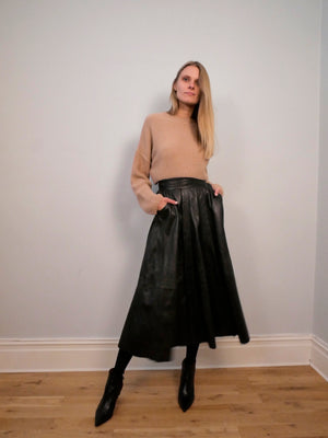 Challenger 1980's full leather midi skirt