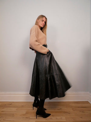 Challenger 1980's full leather midi skirt