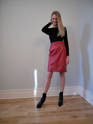 Loewe 1980's leather pencil skirt